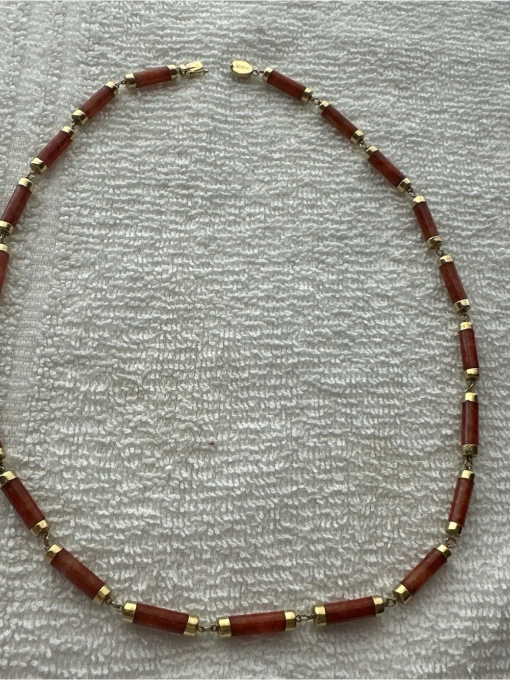 Gold-Tone Red Coral Tube Necklace - 14k